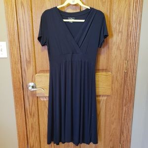 OFFER! LL Bean Black Faux Wral Dress - M (Fits L)